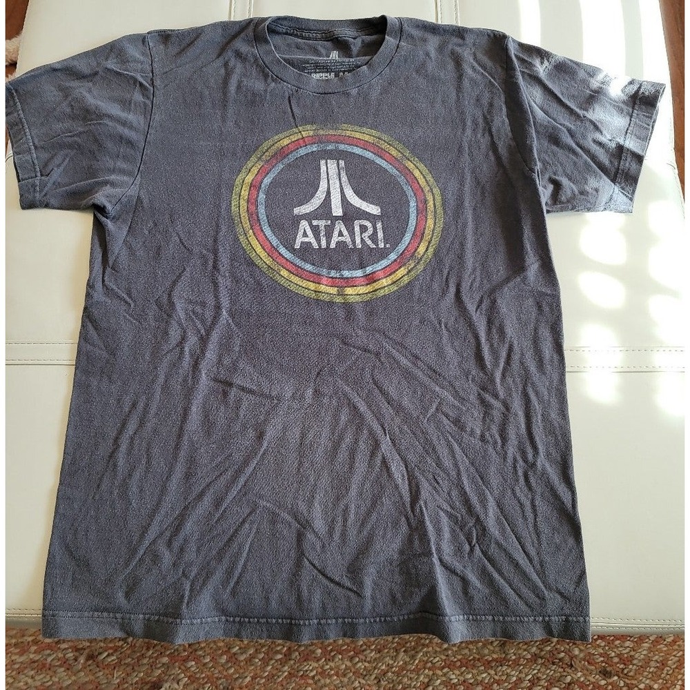 ATARI Distressed Logo in Circles Adult T-shirt by Ripple Junction size Medium